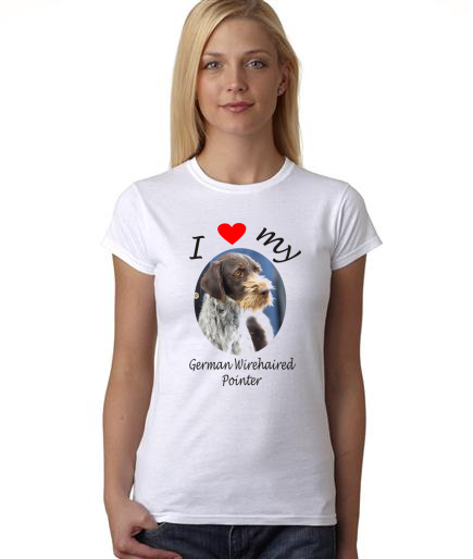 Dogs - I Heart My German Wirehaired Pointer on Womans Shirt